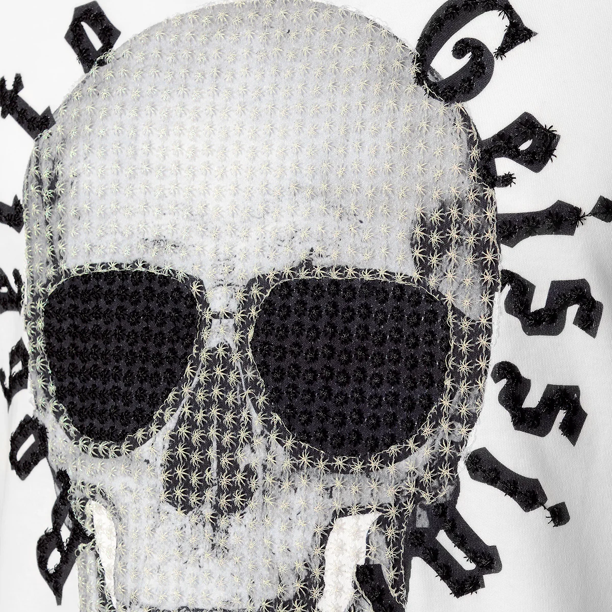 Stitched Skull T-Shirt Weiß Schwarz - Image 3